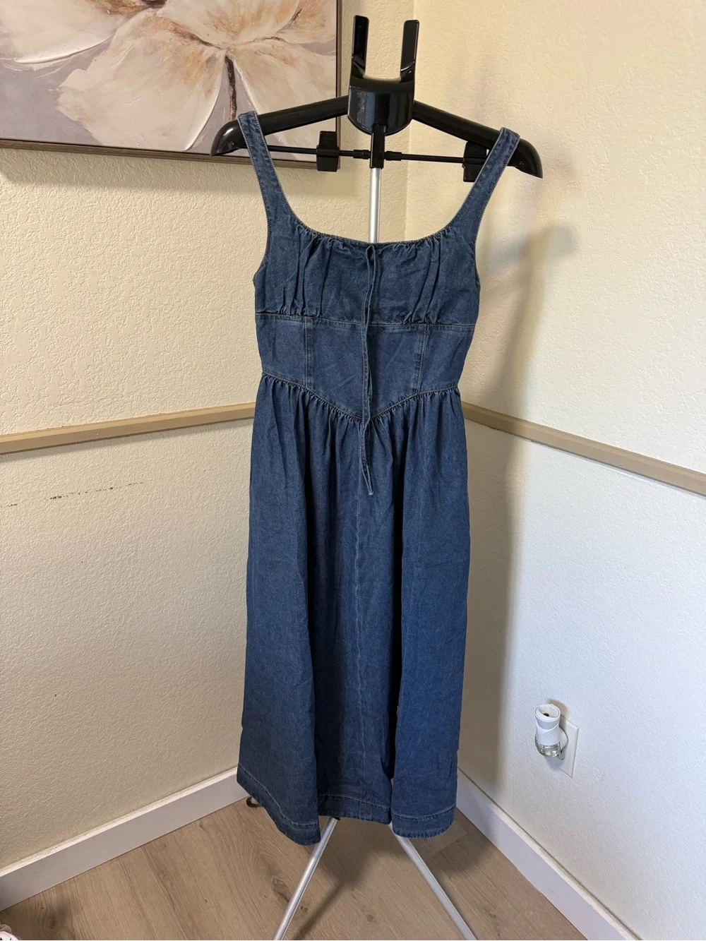 Commense Blue Denim Tie-Front Midi Dress XS | Coastal City Dress - Picture 6 of 7